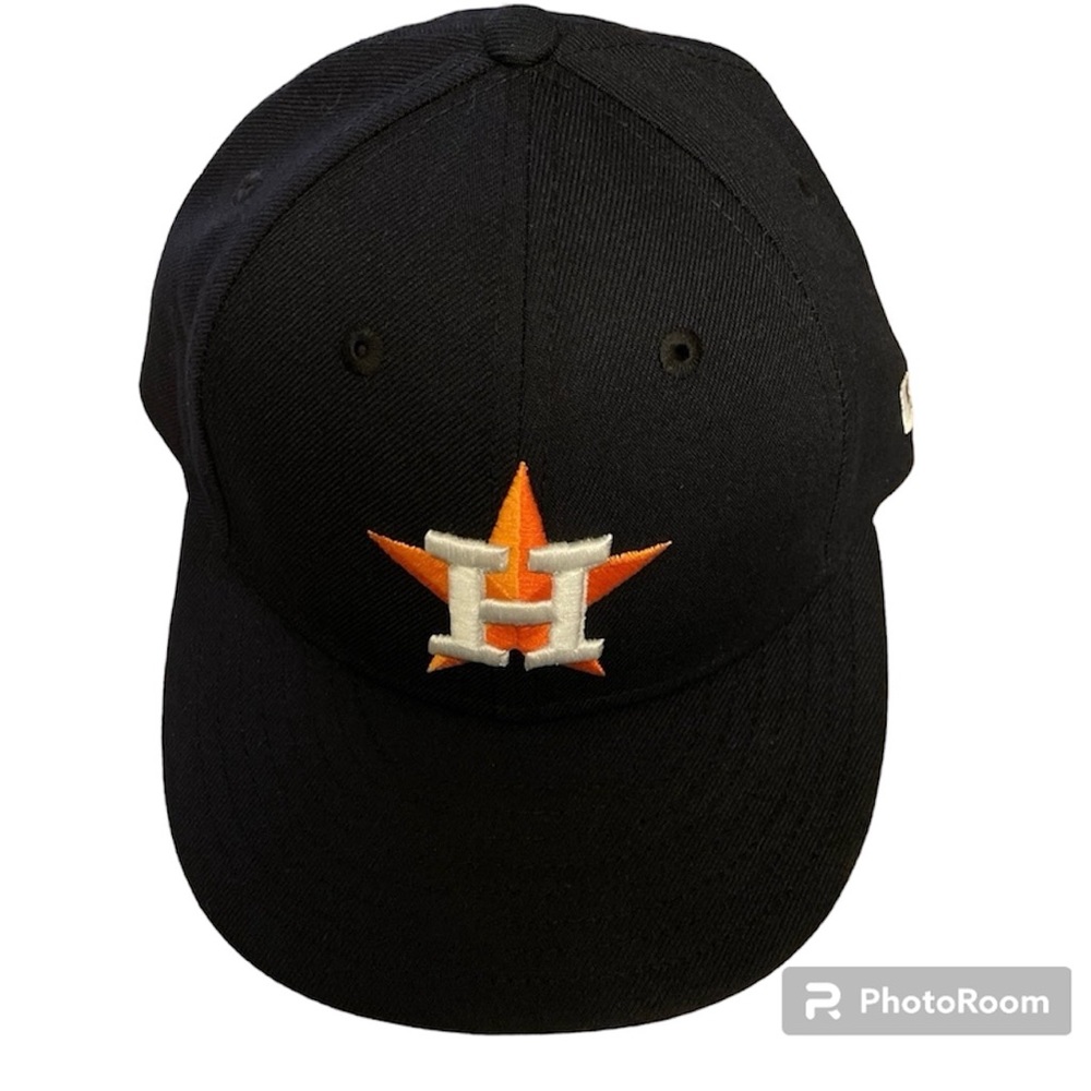 Houston Astros Official MLB Game Worn New Era Baseball Cap Navy Blue Size 6 7/8